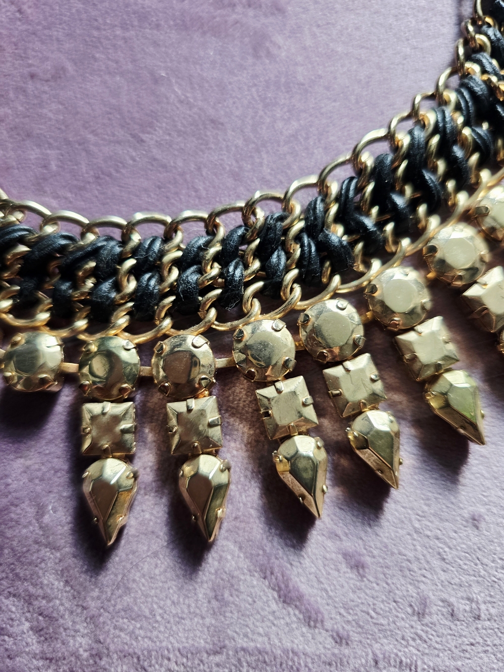 BCBGMaxAzria Gold and Black Layered Crystal Necklace - Picture 2 of 2